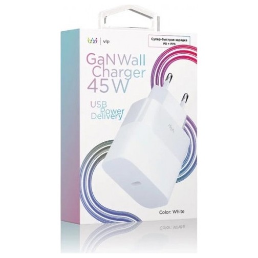 Сетевое зарядное устройство VLP GaN 45Вт USB-C PD PPS, белый