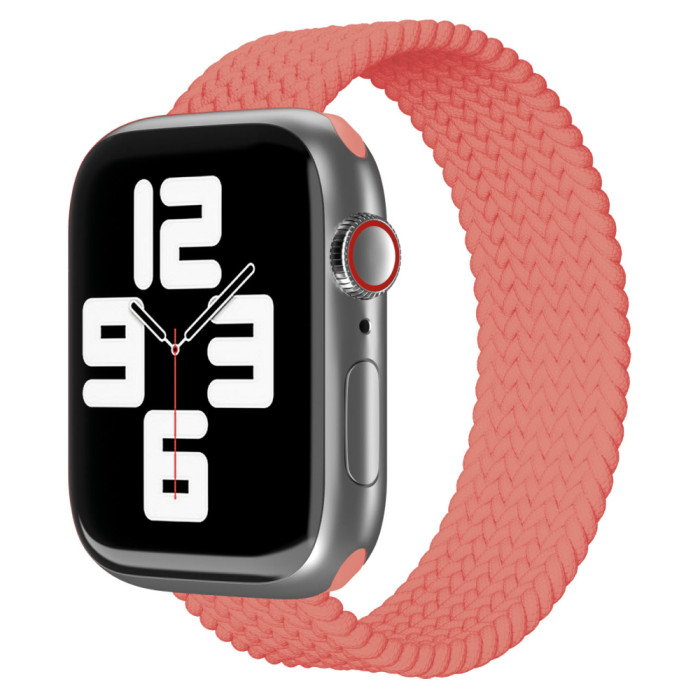 Ремешок нейлоновый плетёный VLP для Apple Watch 42/44/45 S/M коралловый
